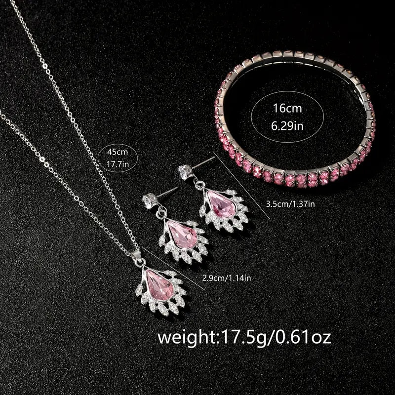 💖✨ 6-Piece Luxury Women's Watch & Jewelry Set – Pink Dial Glam Timepiece with Matching Accessories 🎁🌸