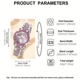 💖✨ 6-Piece Luxury Women's Watch & Jewelry Set – Pink Dial Glam Timepiece with Matching Accessories 🎁🌸
