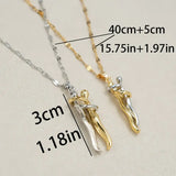 Elegant Couple Hug Heart Pendant Necklace – 18K Gold-Plated Stainless Steel Romantic Jewelry Gift for Women 💖
