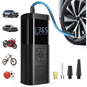 Portable Air Compressor Tire Inflator, 150PSI Car Tire Pump, Equipped with a Tire Pressure Gauge, LED Light,