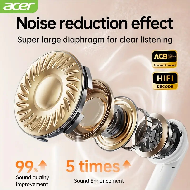 Teana Sound Wireless Earbuds - Heavy Bass, No Sound Leakage, Ultra Long Battery Life, AI Active Noise Cancellation