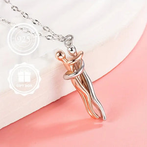Silvery and Rose Golden Hug Necklace Couples Necklace for Him and Her the Tale of Two Lovers Hugging Necklace Jewelry Pendant Necklace Affectionate Hug Necklace Couple for Women Men