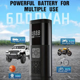 Portable Air Compressor Tire Inflator, 150PSI Car Tire Pump, Equipped with a Tire Pressure Gauge, LED Light,