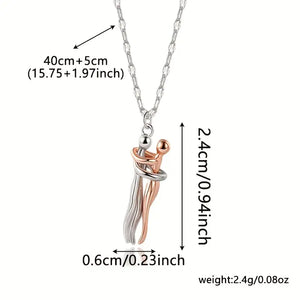Silvery and Rose Golden Hug Necklace Couples Necklace for Him and Her the Tale of Two Lovers Hugging Necklace Jewelry Pendant Necklace Affectionate Hug Necklace Couple for Women Men