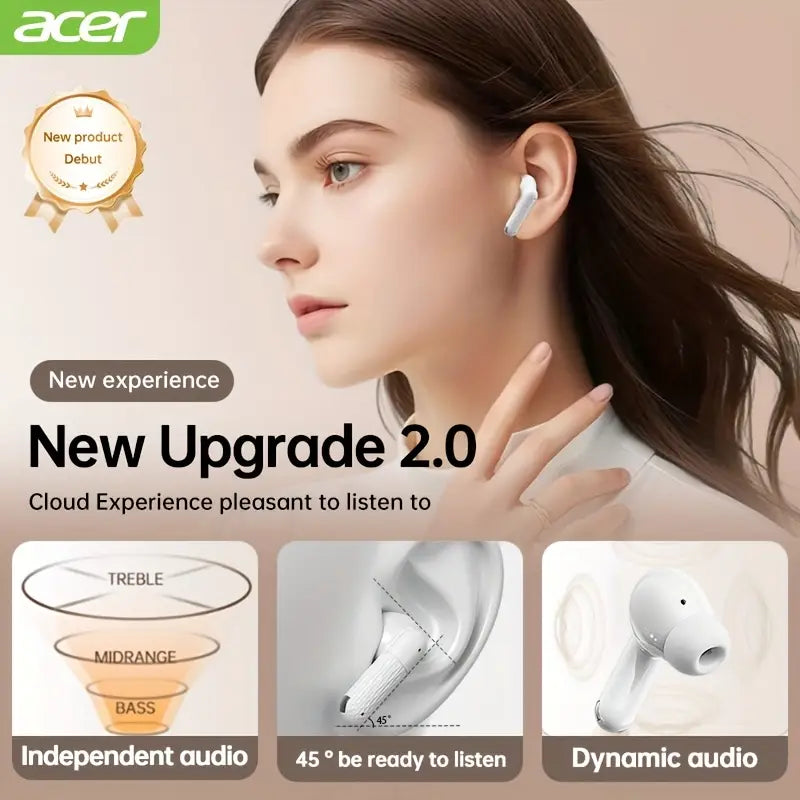 Teana Sound Wireless Earbuds - Heavy Bass, No Sound Leakage, Ultra Long Battery Life, AI Active Noise Cancellation