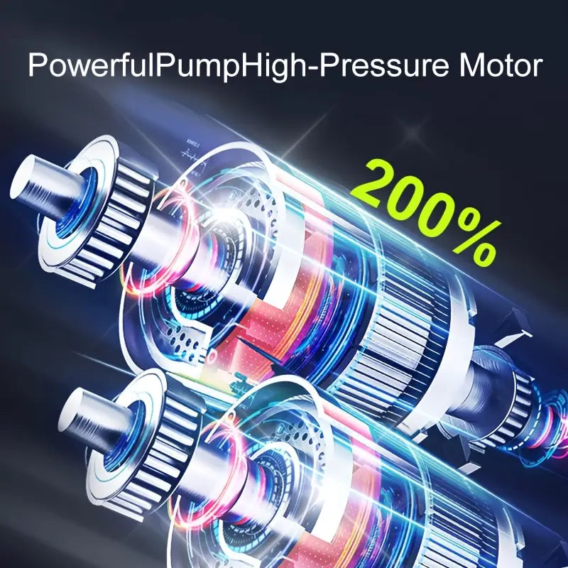 Portable Air Compressor Tire Inflator, 150PSI Car Tire Pump, Equipped with a Tire Pressure Gauge, LED Light,