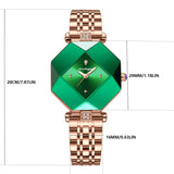 💚✨ Women's Luxury Stainless Steel Square Watch and 🌿🕰️  Faux Leather Strap, Stylish & Durable for Everyday Glam Watch🎓👗💎🌟